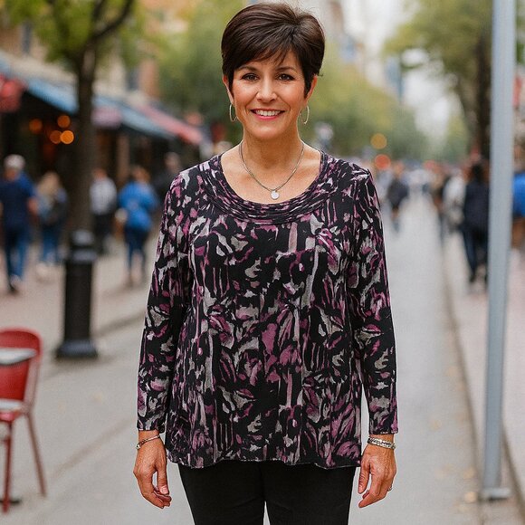 Axcess Women's XL Purple & Black Pullover Top - Picture 2 of 7